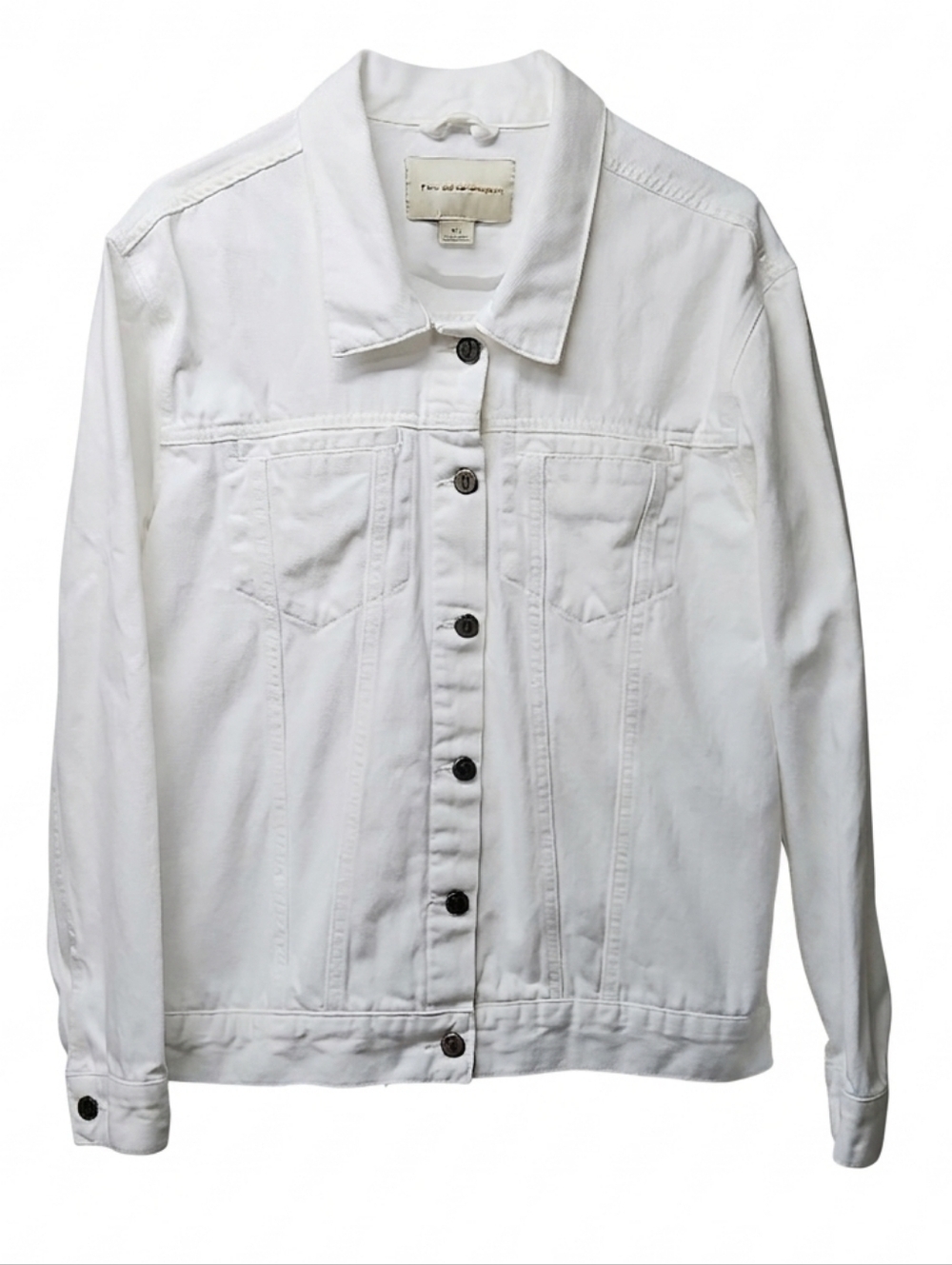 Pilcro & The Letterpress White Denim Trucker Jacket Sz Large Womens